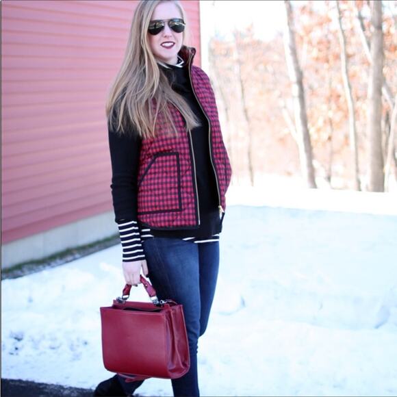 J.Crew Plaid Down Filled Quilted Puffer Vest S - Picture 2 of 7